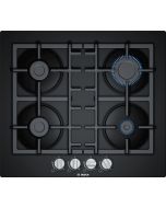 Bosch PNP6B6B90 Serie 4 60Cm, 4 Burners, Front Control, Tempered Glass Black Glass
