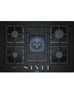 Bosch PPQ7A6B90 Series 6, Gas hob, 75 cm, Tempered glass, Black