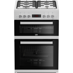 Beko EDG634W 60cm Double Oven Gas Cooker with Gas Hob - White