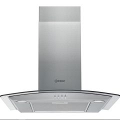 Indesit IHGC65LMX 60Cm Curved Glass Cooker Hood