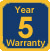 5 Year Warranty